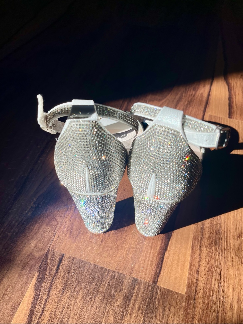 David’s Bridal DB Studio Sparkling Rhinestone Block Heels Wedding Shoes Womens 9 - Picture 6 of 16